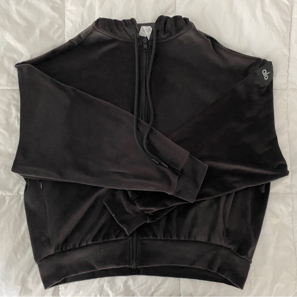 Alo Yoga Velour Glimmer Full Zip Hoodie. Size XS